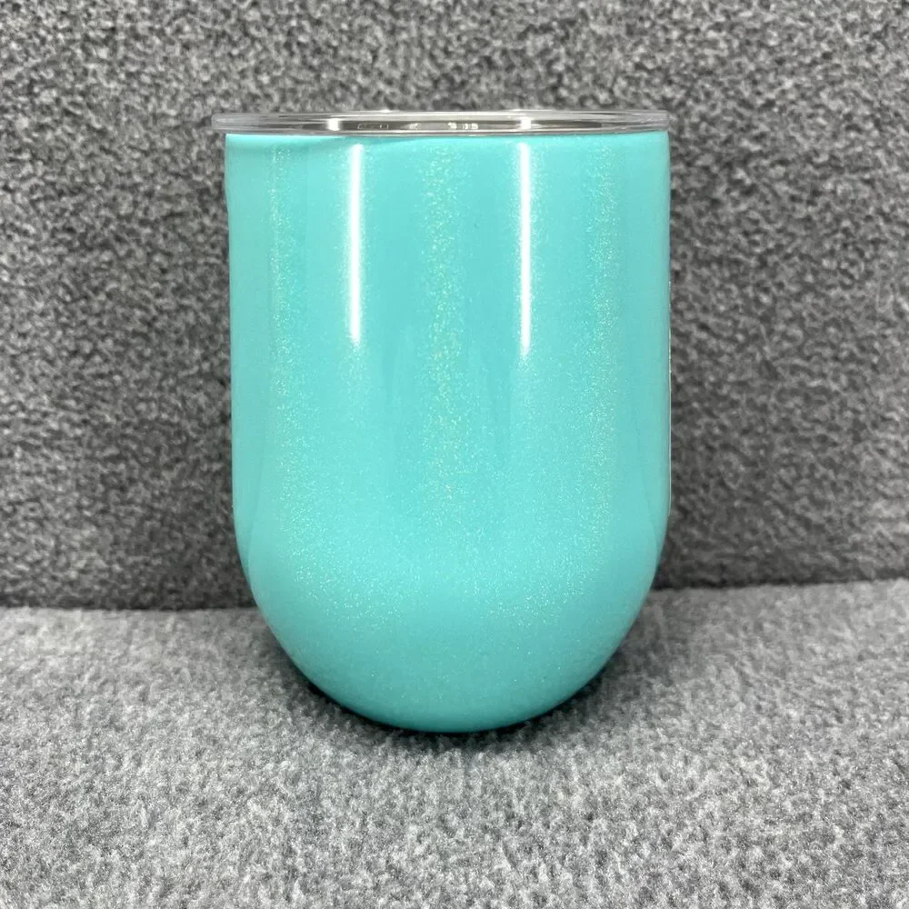 Corkcicle Stemless Cup Tael Aqua Glitter Insulated Wine Glass cold hot 12 oz‎